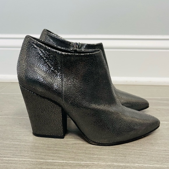 Giampaolo Viozzi Metallic Crackle Leather Ankle Boots Block Heel Booties Italy 7 - Picture 9 of 16